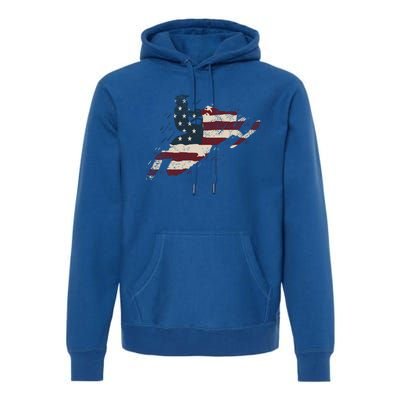 Proud American Flag Snowmobiling Gift Snowmobile Riding Gift Premium Hoodie