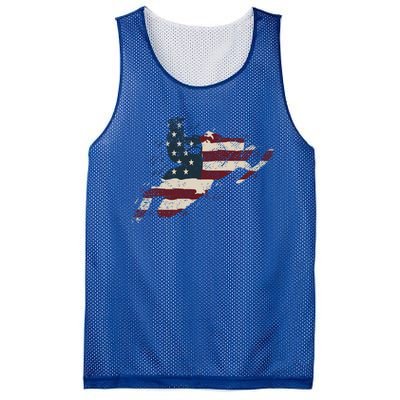 Proud American Flag Snowmobiling Gift Snowmobile Riding Gift Mesh Reversible Basketball Jersey Tank