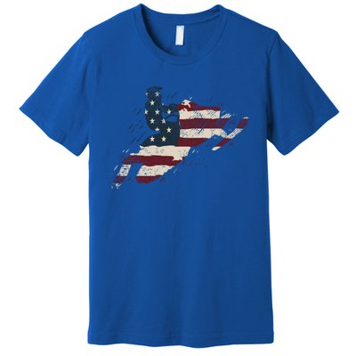 Proud American Flag Snowmobiling Gift Snowmobile Riding Gift Premium T-Shirt