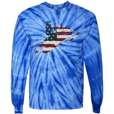 Proud American Flag Snowmobiling Gift Snowmobile Riding Gift Tie-Dye Long Sleeve Shirt