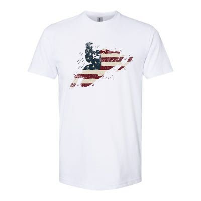 Proud American Flag Snowmobiling Gift Snowmobile Riding Gift Softstyle CVC T-Shirt