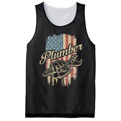 Plumber American Flag Plumbing Gift Pipe Wrench Patriotic Mesh Reversible Basketball Jersey Tank