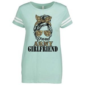 Proud Army Friend Camouflage Messy Bun Soldier Mothers Gift Enza Ladies Jersey Football T-Shirt