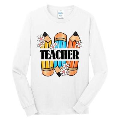 Pencil And Flower Back To School Graphic Tall Long Sleeve T-Shirt