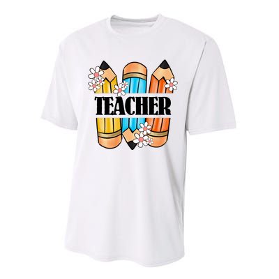 Pencil And Flower Back To School Graphic Performance Sprint T-Shirt