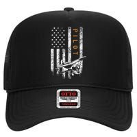 Pilot American Flag Airplane Design Aviation High Crown Mesh Back Trucker Hat