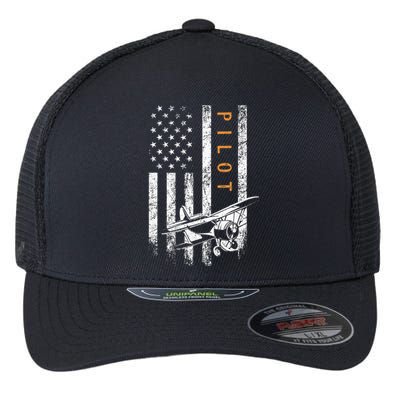 Pilot American Flag Airplane Design Aviation Flexfit Unipanel Trucker Cap