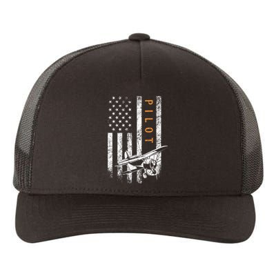 Pilot American Flag Airplane Design Aviation Yupoong Adult 5-Panel Trucker Hat