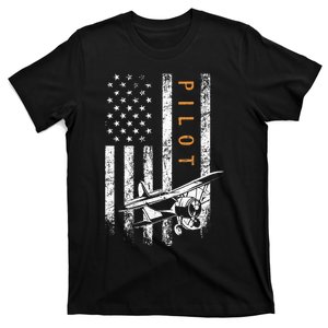 Pilot American Flag Airplane Design Aviation T-Shirt