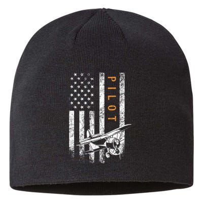 Pilot American Flag Airplane Design Aviation Sustainable Beanie