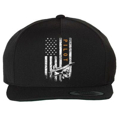 Pilot American Flag Airplane Design Aviation Wool Snapback Cap