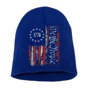 Print American Flag Patriotic 1776 We The People Usa Gift Short Acrylic Beanie