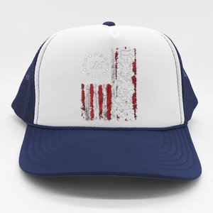 Print American Flag Patriotic 1776 We The People Usa Gift Trucker Hat