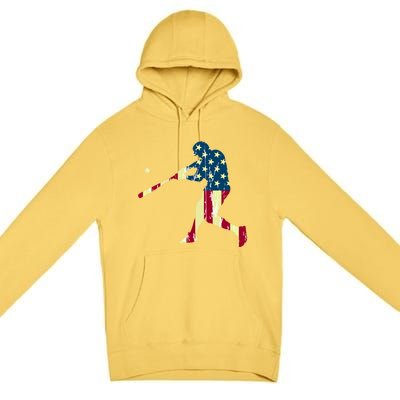 Patriotic American Flag Baseball Funny Gift Baseball Funny Gift Premium Pullover Hoodie