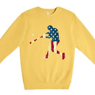 Patriotic American Flag Baseball Funny Gift Baseball Funny Gift Premium Crewneck Sweatshirt