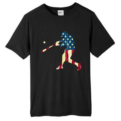 Patriotic American Flag Baseball Funny Gift Baseball Funny Gift Tall Fusion ChromaSoft Performance T-Shirt