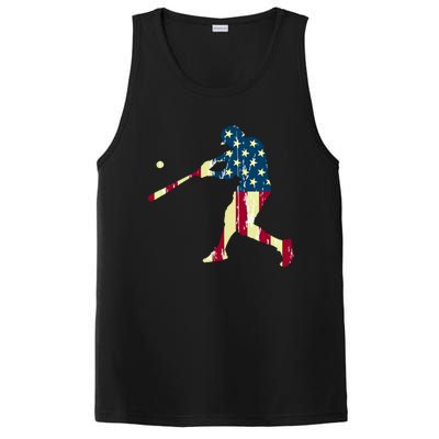 Patriotic American Flag Baseball Funny Gift Baseball Funny Gift PosiCharge Competitor Tank