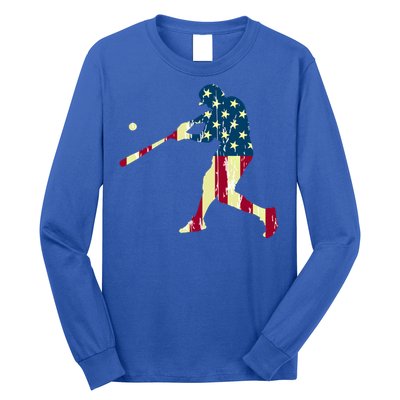 Patriotic American Flag Baseball Funny Gift Baseball Funny Gift Long Sleeve Shirt