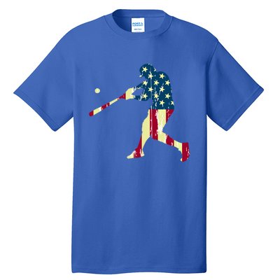 Patriotic American Flag Baseball Funny Gift Baseball Funny Gift Tall T-Shirt