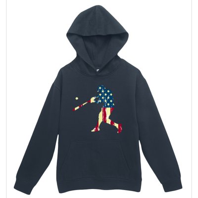 Patriotic American Flag Baseball Funny Gift Baseball Funny Gift Urban Pullover Hoodie