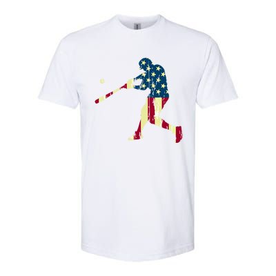 Patriotic American Flag Baseball Funny Gift Baseball Funny Gift Softstyle CVC T-Shirt