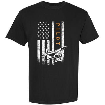 Pilot American Flag Airplane Design Aviation Cute Gift Garment-Dyed Heavyweight T-Shirt