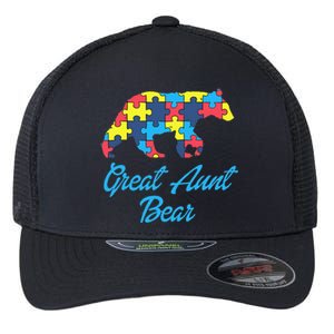 Proud Autism Great Aunt Awareness Support Flexfit Unipanel Trucker Cap