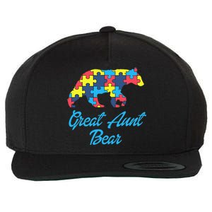 Proud Autism Great Aunt Awareness Support Wool Snapback Cap