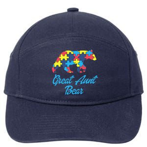 Proud Autism Great Aunt Awareness Support 7-Panel Snapback Hat