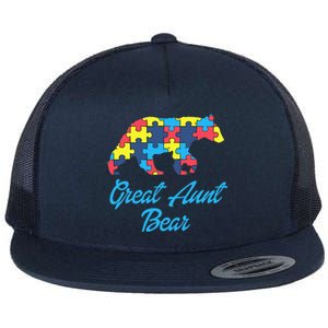 Proud Autism Great Aunt Awareness Support Flat Bill Trucker Hat