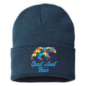 Proud Autism Great Aunt Awareness Support Sustainable Knit Beanie