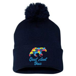 Proud Autism Great Aunt Awareness Support Pom Pom 12in Knit Beanie