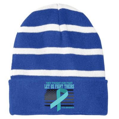 Ptsd Awareness Gift Striped Beanie with Solid Band