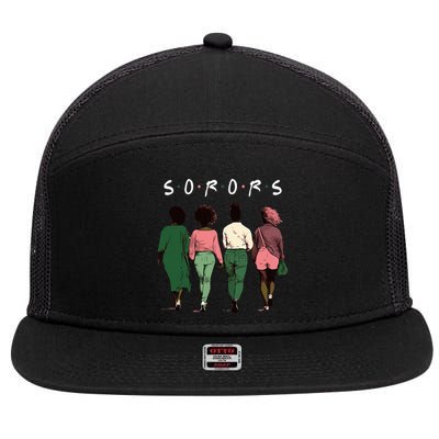 Pink And Green Aka Sorors 7 Panel Mesh Trucker Snapback Hat