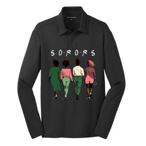 Pink And Green Aka Sorors Silk Touch Performance Long Sleeve Polo