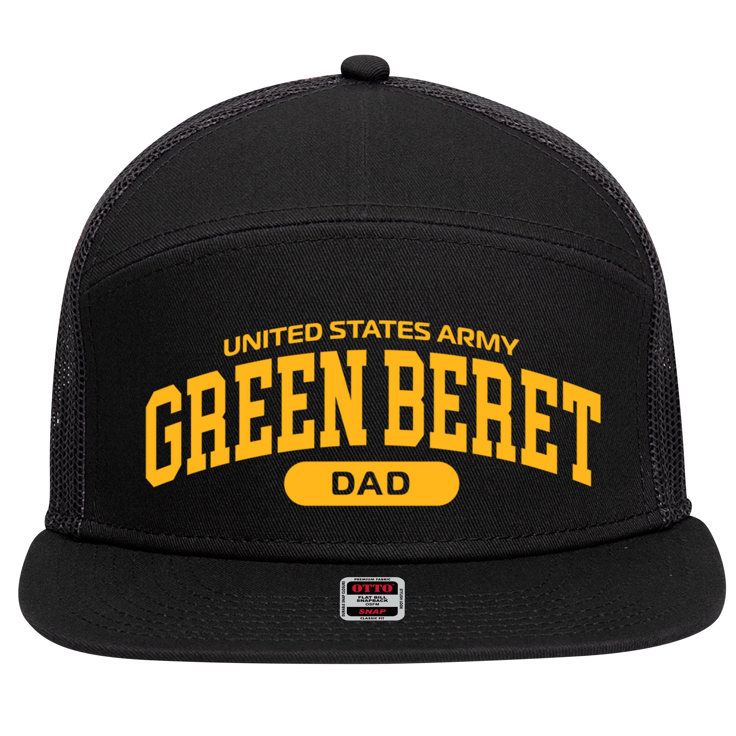 Proud Army Green Beret Dad Meaningful Gift 7 Panel Mesh Trucker Snapback Hat