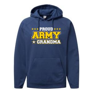 Proud Army Grandma Gift Us Military Grandma Family Performance Fleece Hoodie