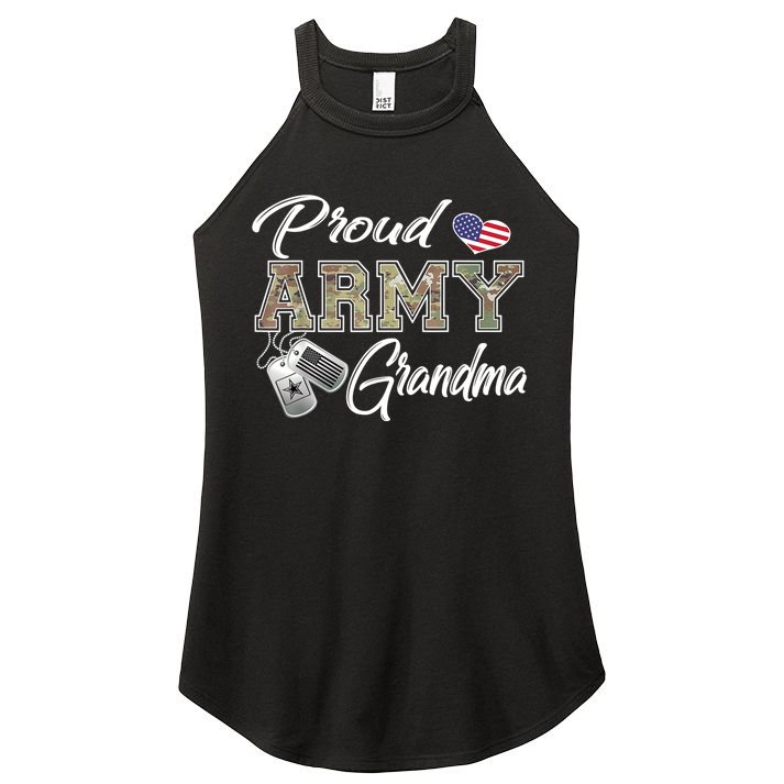 Proud Army Grandma Shirt Military Pride Women's Perfect Tri Rocker Tank