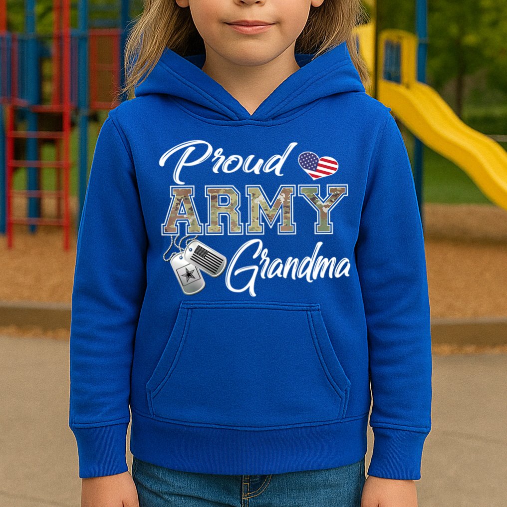 Proud Army Grandma Shirt Military Pride Kids Hoodie