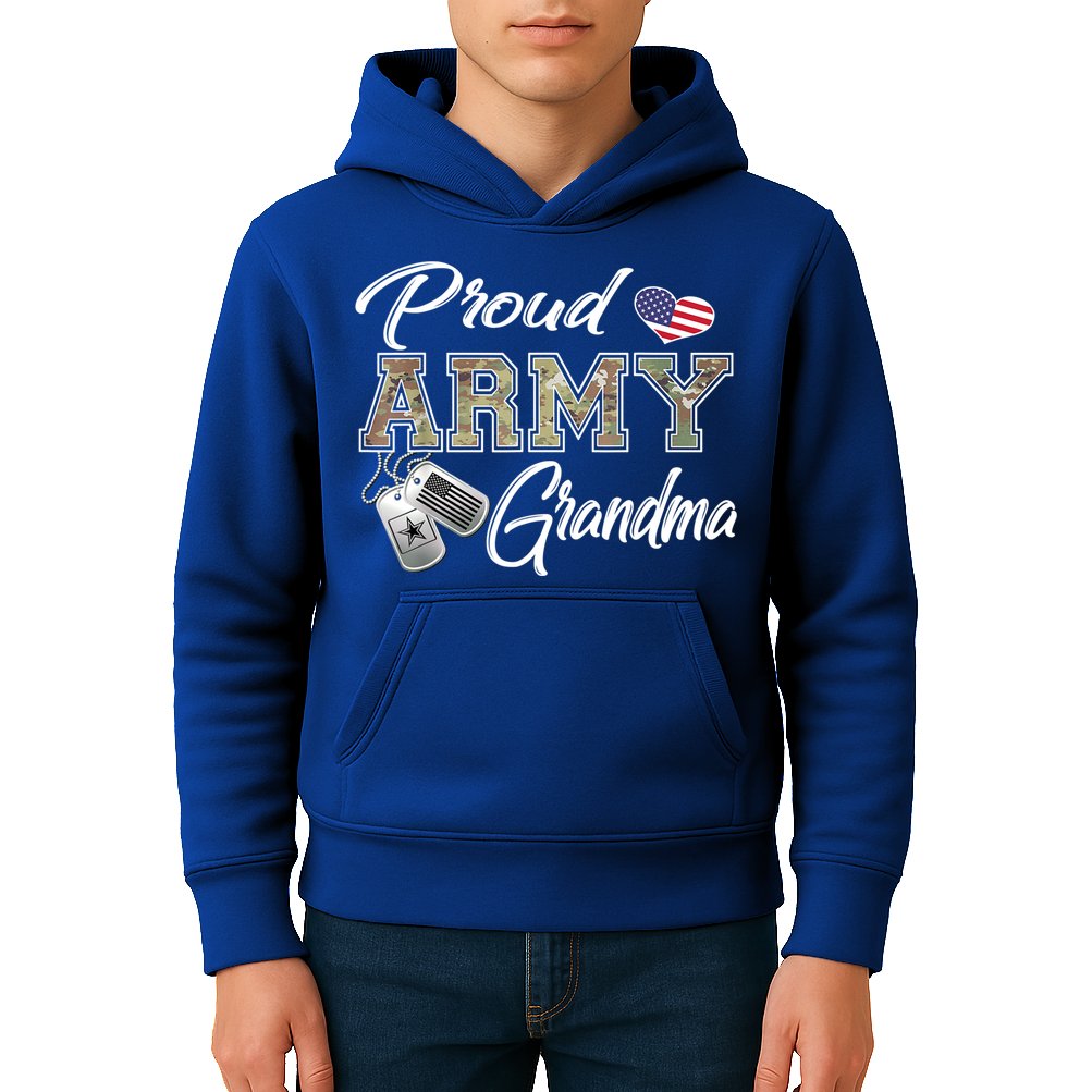 Proud Army Grandma Shirt Military Pride Kids Hoodie