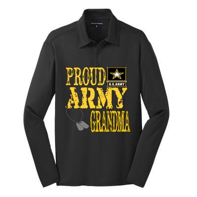 Proud Army Grandma Gift Military Pride Sweater Gift Silk Touch Performance Long Sleeve Polo