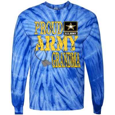 Proud Army Grandma Gift Military Pride Sweater Gift Tie-Dye Long Sleeve Shirt