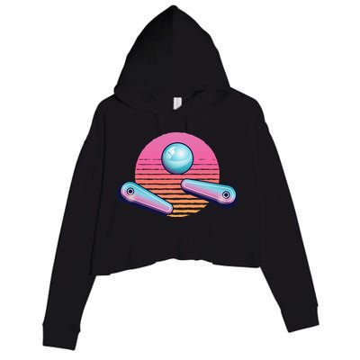Pinball Arcade Game Machine 80s Retro Gamer Vintage Gaming Crop Fleece Hoodie
