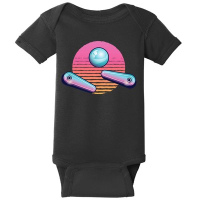 Pinball Arcade Game Machine 80s Retro Gamer Vintage Gaming Baby Bodysuit