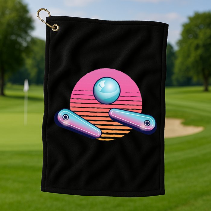 Pinball Arcade Game Machine 80s Retro Gamer Vintage Gaming Golf Towel