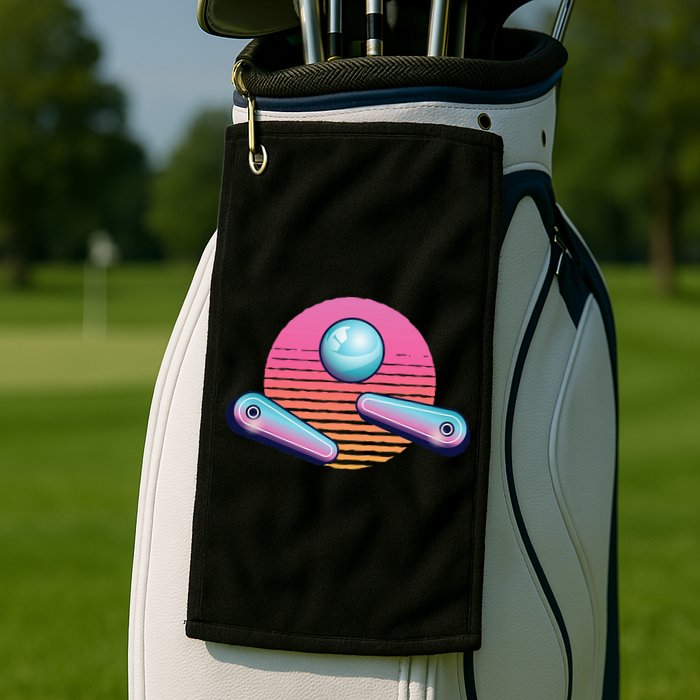 Pinball Arcade Game Machine 80s Retro Gamer Vintage Gaming Golf Towel