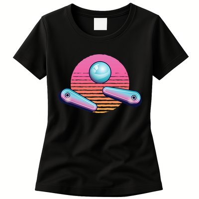 Pinball Arcade Game Machine 80s Retro Gamer Vintage Gaming Womens T-Shirt