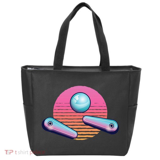 Pinball Arcade Game Machine 80s Retro Gamer Vintage Gaming Zip Tote Bag
