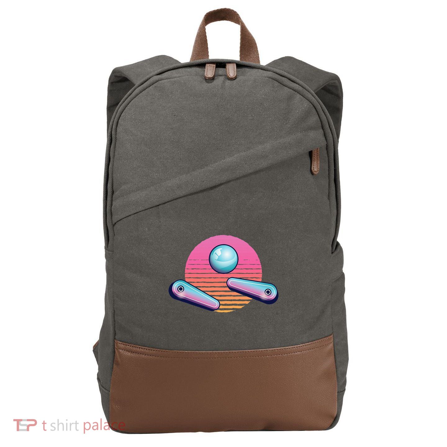 Pinball Arcade Game Machine 80s Retro Gamer Vintage Gaming Cotton Canvas Backpack