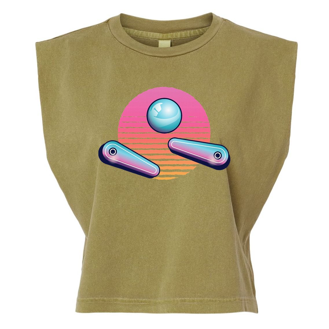Pinball Arcade Game Machine 80s Retro Gamer Vintage Gaming Garment-Dyed Women's Muscle Tee